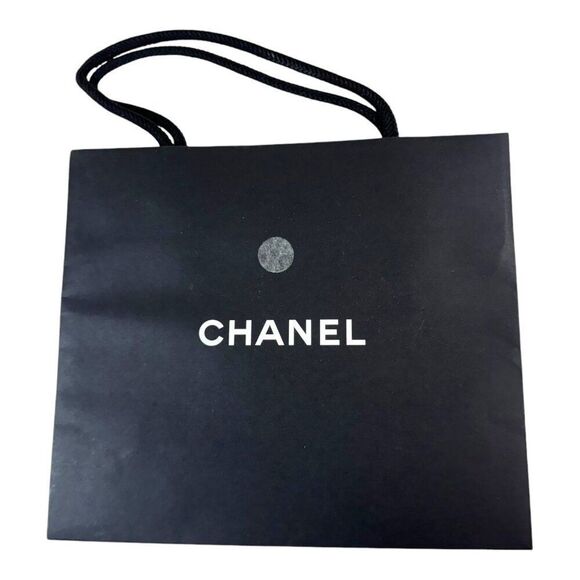 Chanel Bag Authentic Black Paper Shopping Bag 9” X 7.5” Authentic For Scarf Gift - Picture 1 of 5